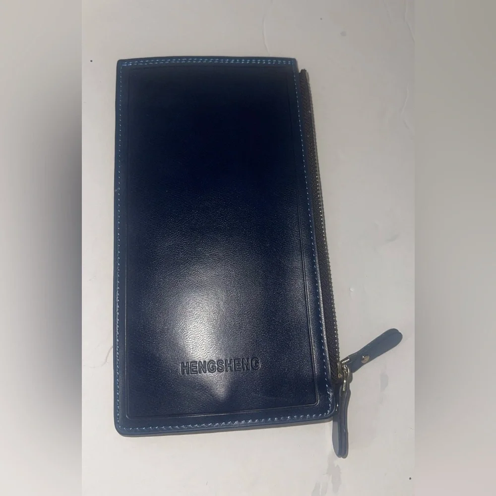 HENGSHENG Navy Zip leather Wallet new TikTok